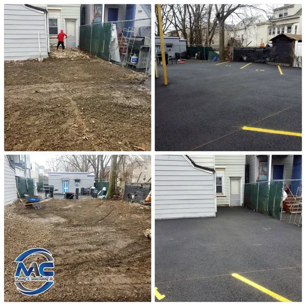 Commercial driveway paving crew working in Bergen County NJ