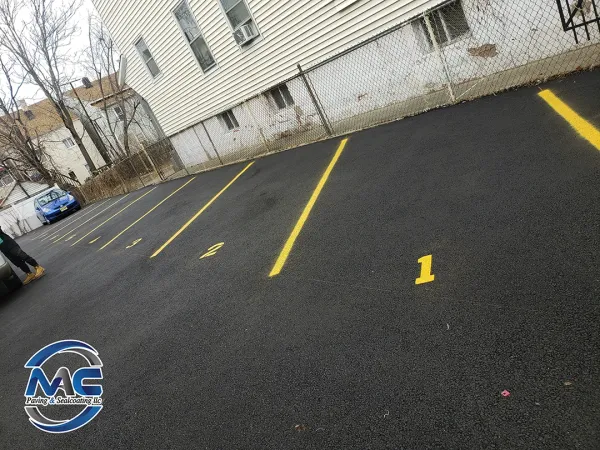 Parking Lot Line Striping in NJ | ADA Compliance and Clean Markings - Side View - MAC Paving and Sealcoating